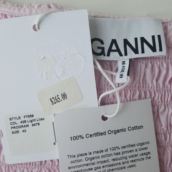 GANNI ! Organic Cotton Ruffled Scoopneck Blouse - Picture 10 of 11